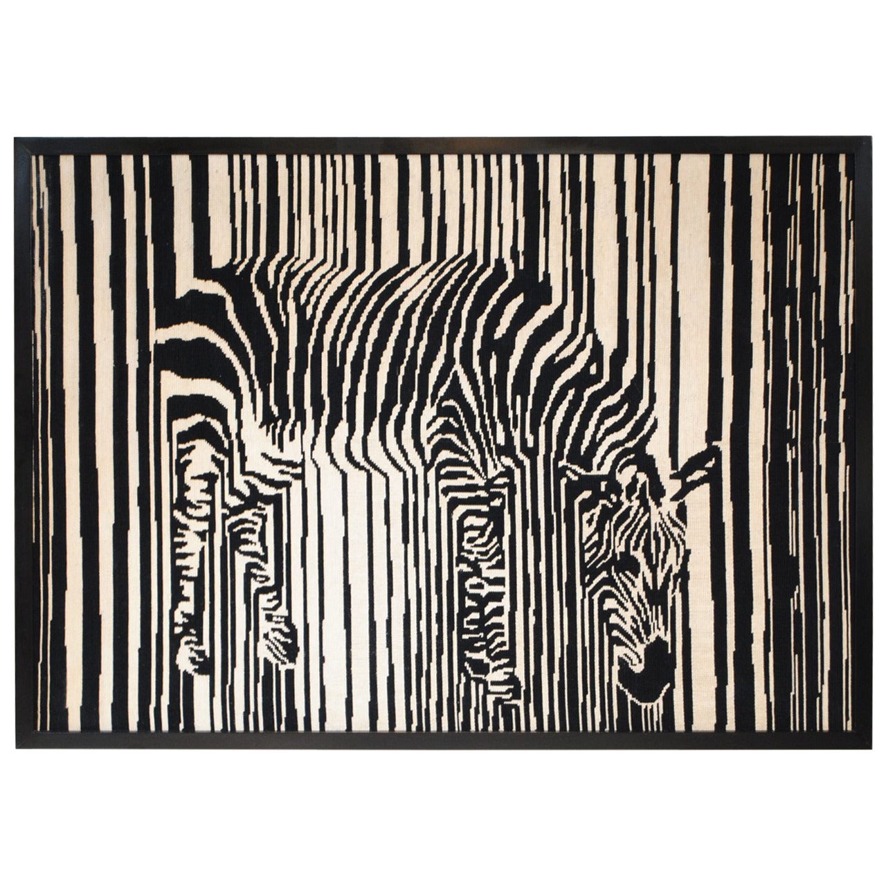 Framed Vintage Tapestry of a Zebra For Sale
