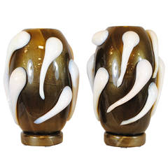 Pair of Vintage Italian Glass Vases by Pino Signoretto