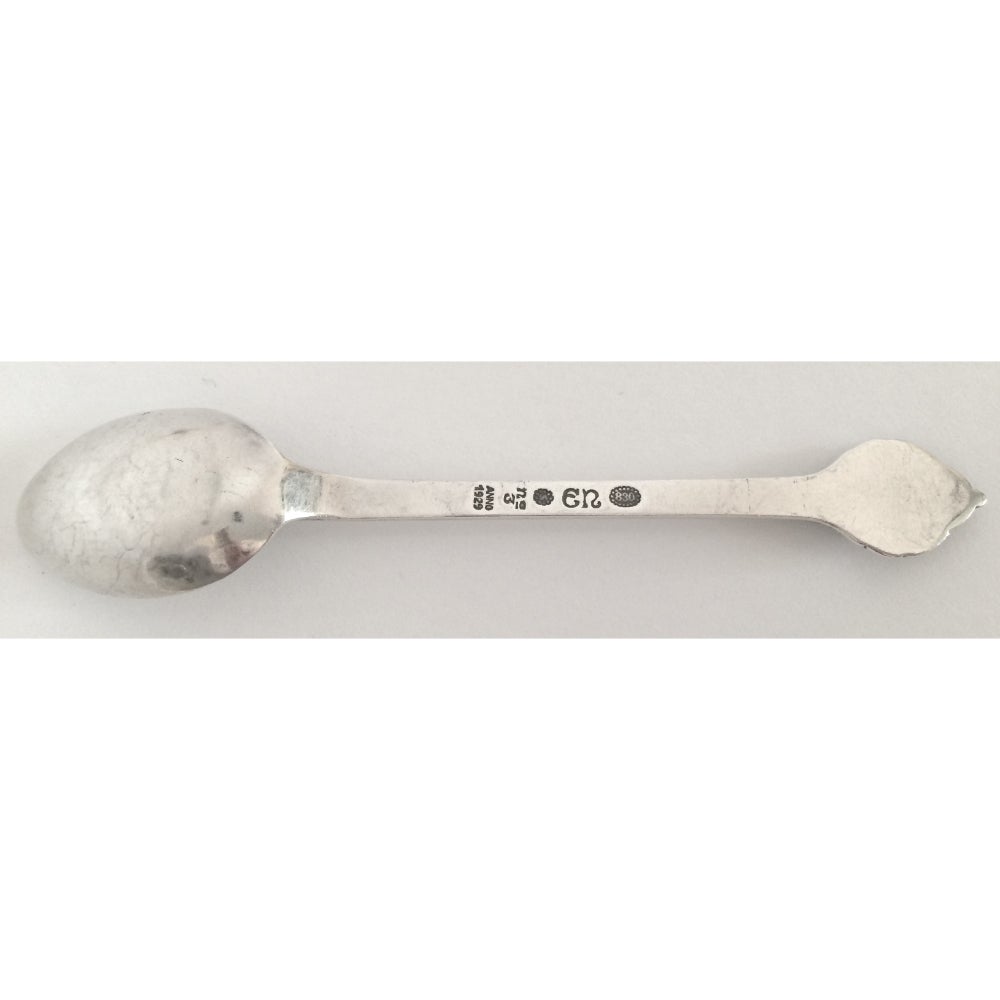 Art Nouveau Set of Six Danish, Silver and Coral Tea Spoons by Evald Nielsen, 20th Century For Sale
