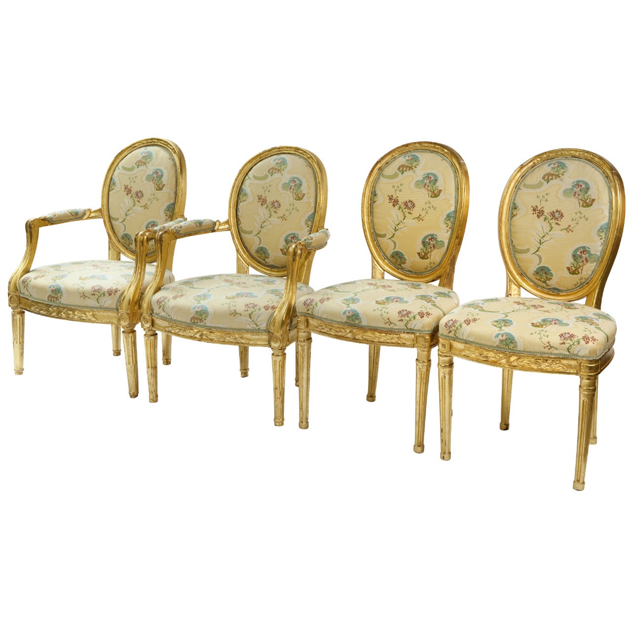 18th Century Danish Giltwood Chairs Attributed to Caspar Frederik Harsdorff For Sale