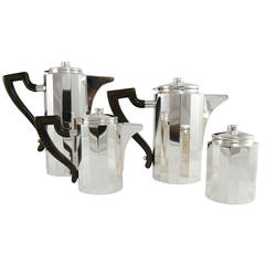 20th Century Art Deco Style Italian Continental Silver Tea and Coffee Service