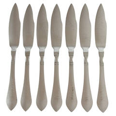 Set of Seven 20th Century .830 Danish Silver Fish Knives by Georg Jensen