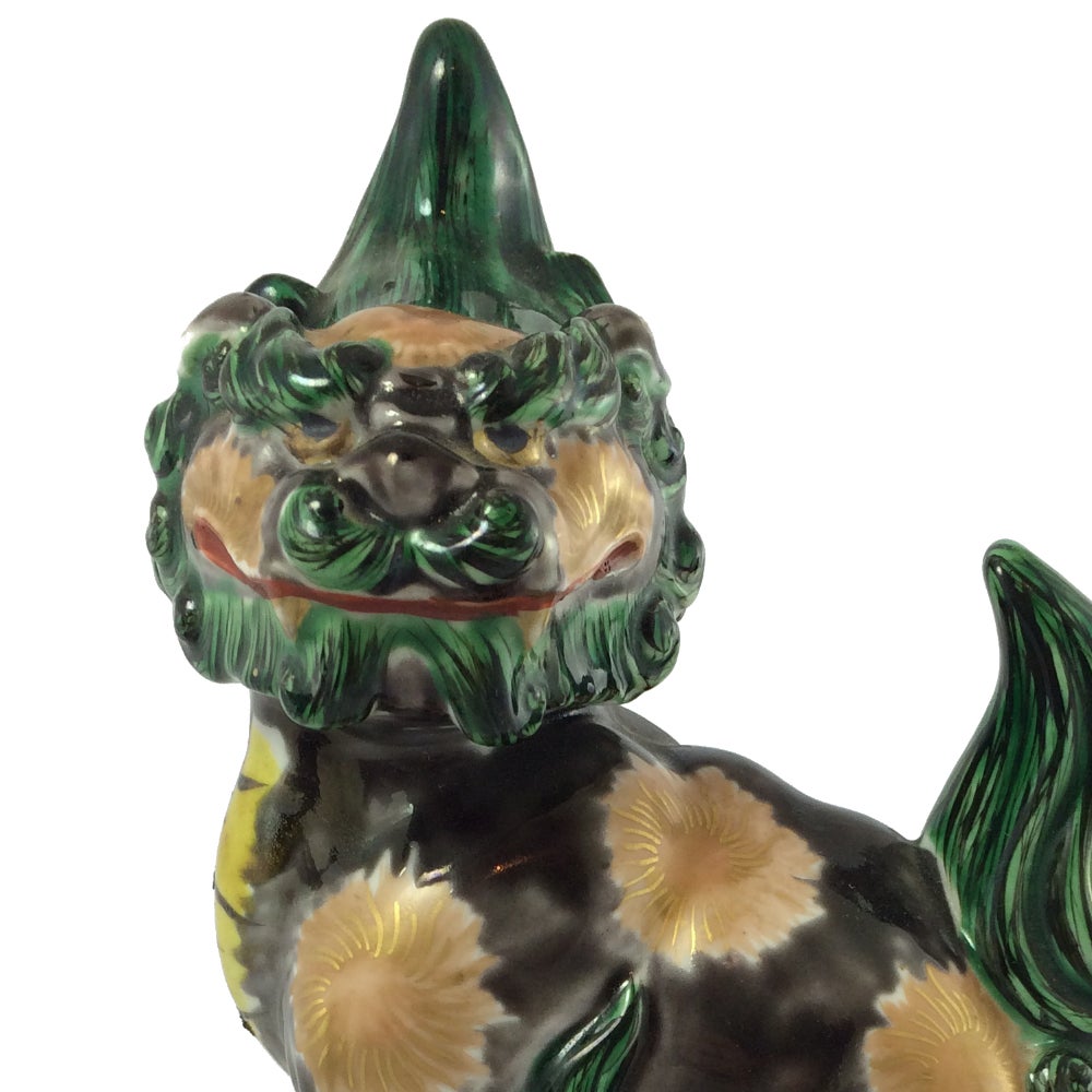 20th Century Meiji Era Kutani ware Komainu In Excellent Condition For Sale In Brisbane, Queensland