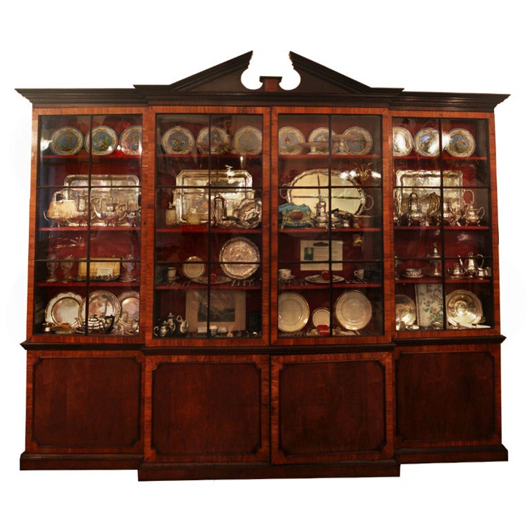 18th Century Walnut Breakfront Cabinet For Sale