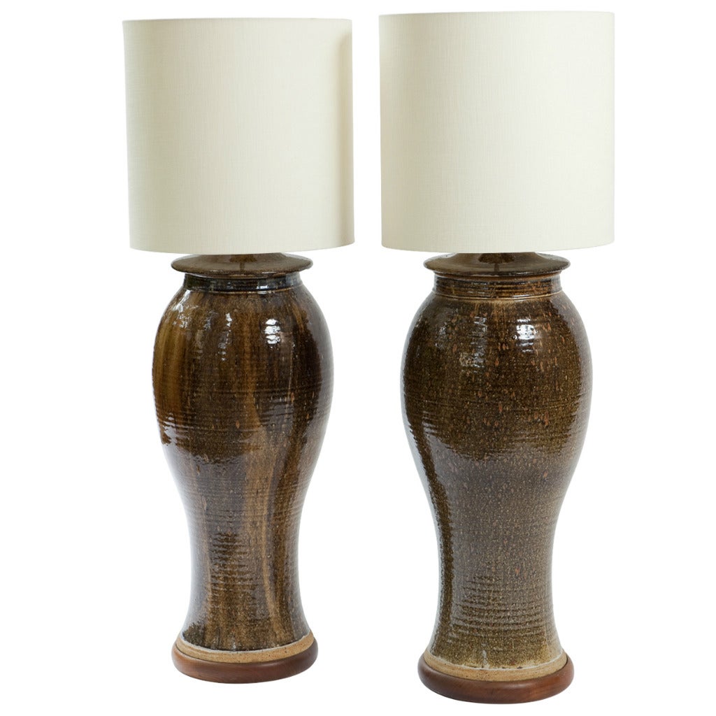 Pair of 20th Century American Pottery Lamps