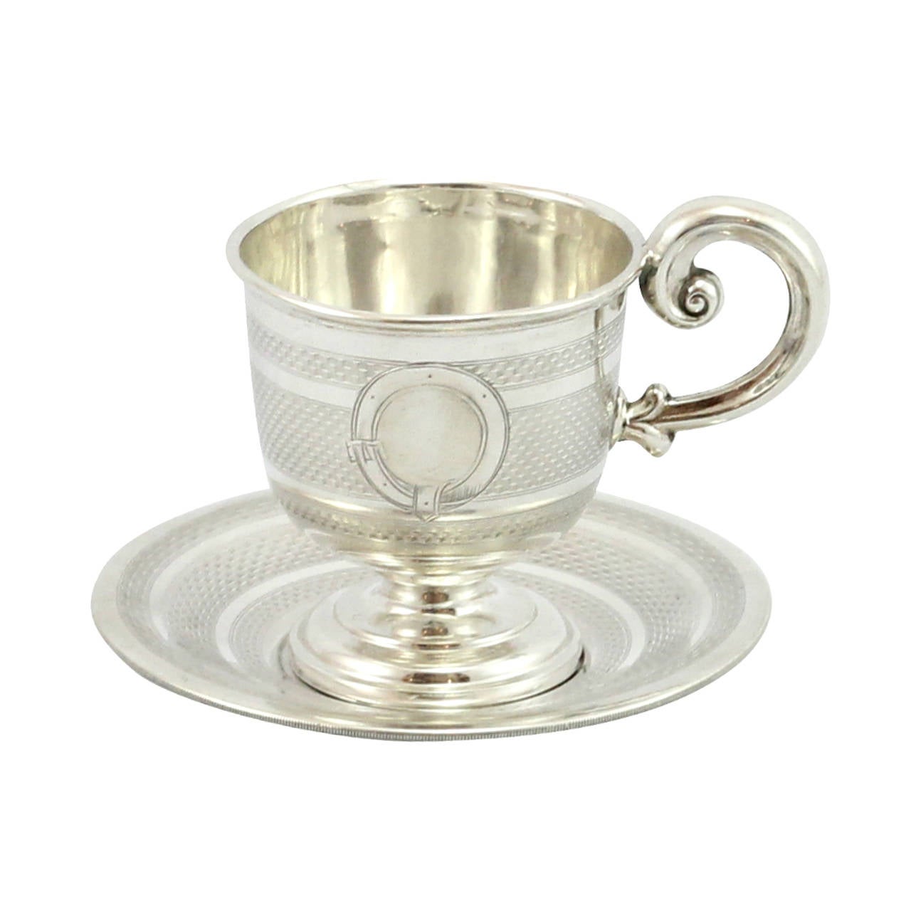 Set of Six .800 Silver Demitasse Cup and Saucers from Vienna, Austria.