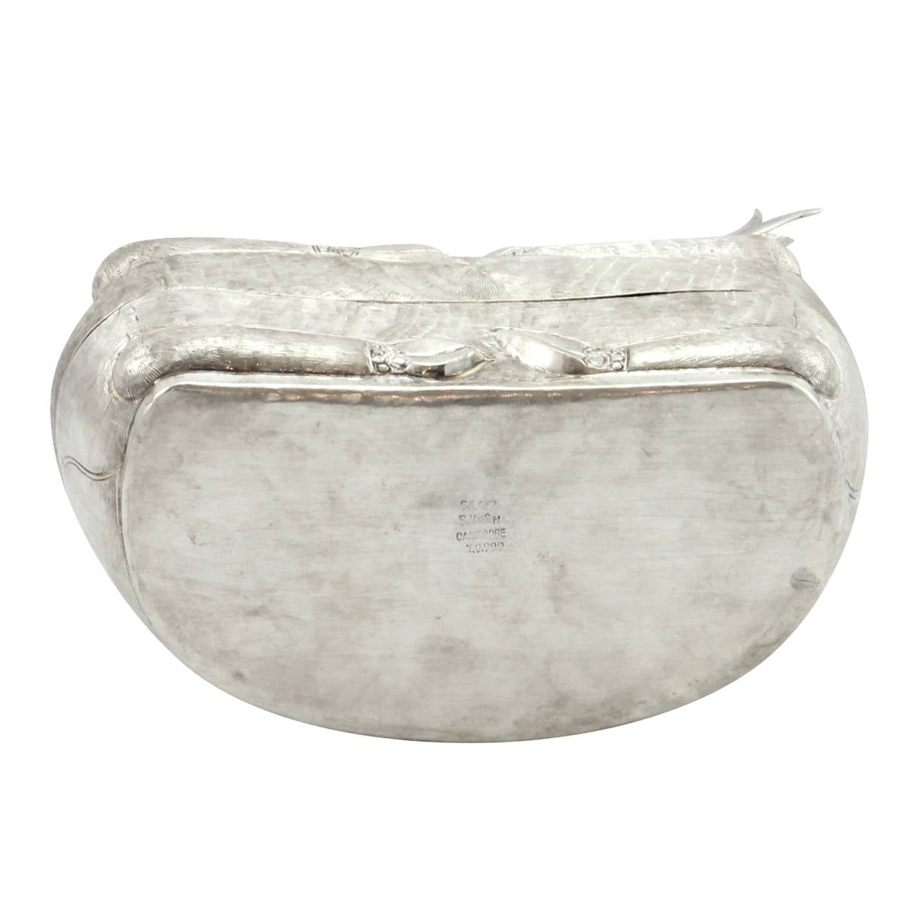 Repoussé Cambodian Silver Deer Shaped Betel Nut Container For Sale