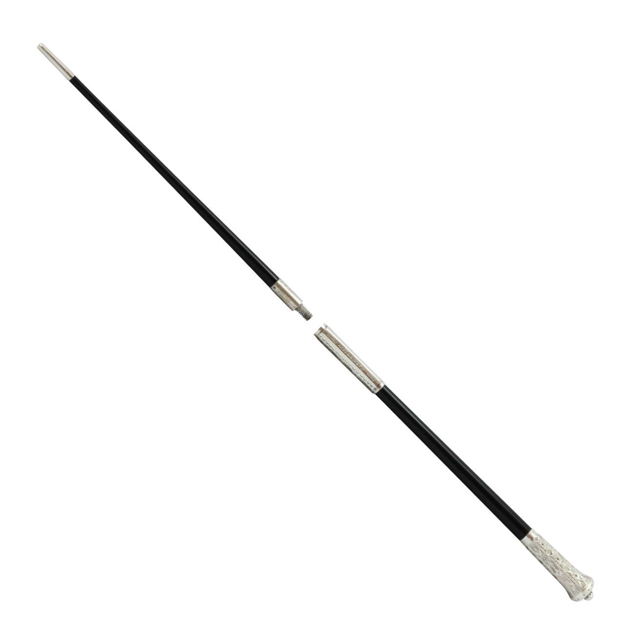 Art Deco 'The Handy Pocket Baton' an Early 20th c. Silver and Ebony Collapsable baton