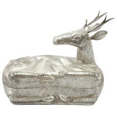 Cambodian Silver Deer Shaped Betel Nut Container