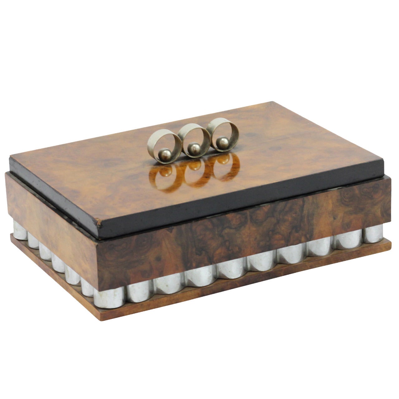 Italian Art Deco Walnut Jewelry Box For Sale