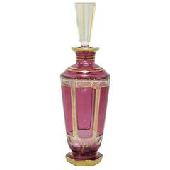 20th Century Ruby Cut To Clear Glass Decanters with Gilt Decoration by Moser