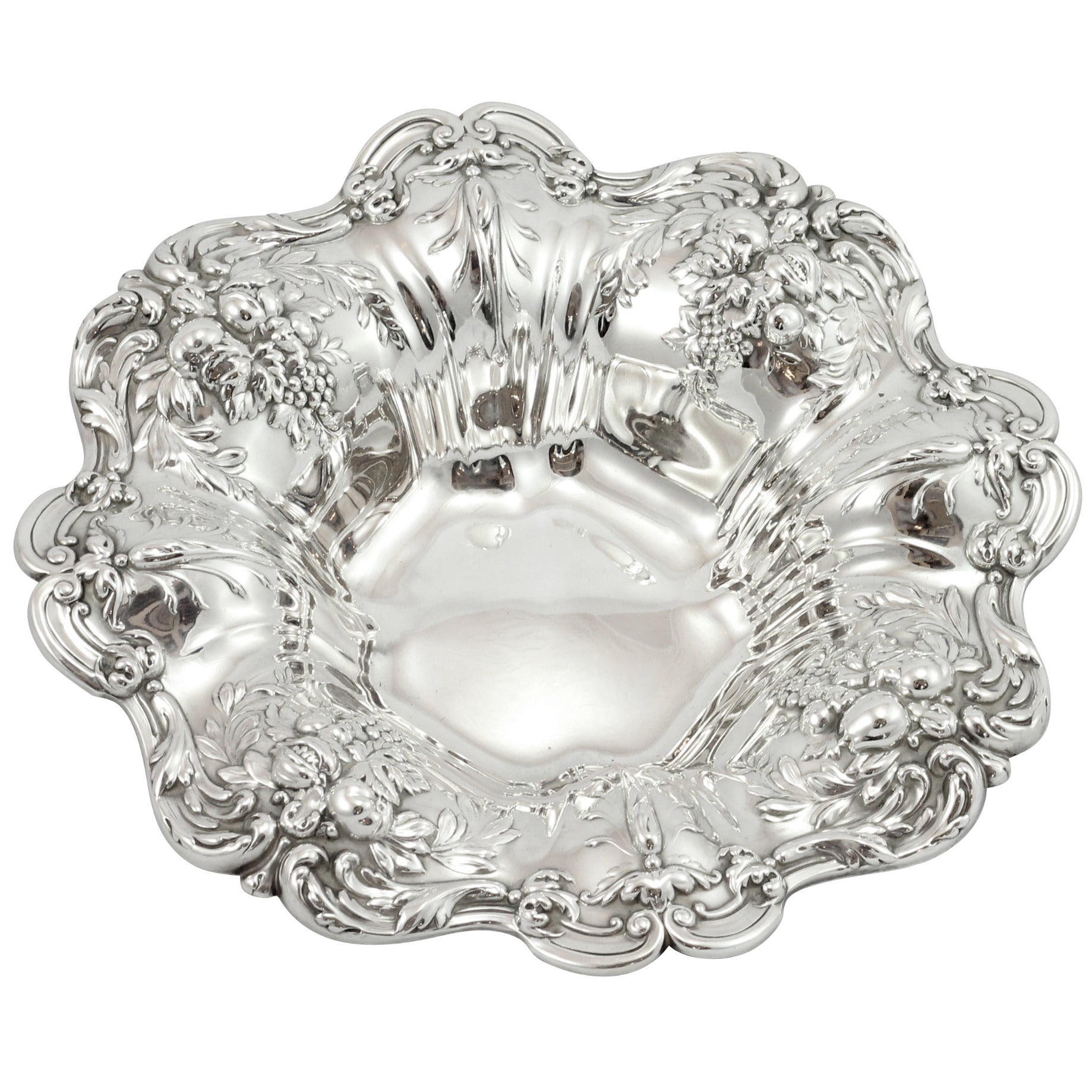 Mid-20th Century 'Francis I' Repoussé Sterling Silver Fruit Bowl For Sale