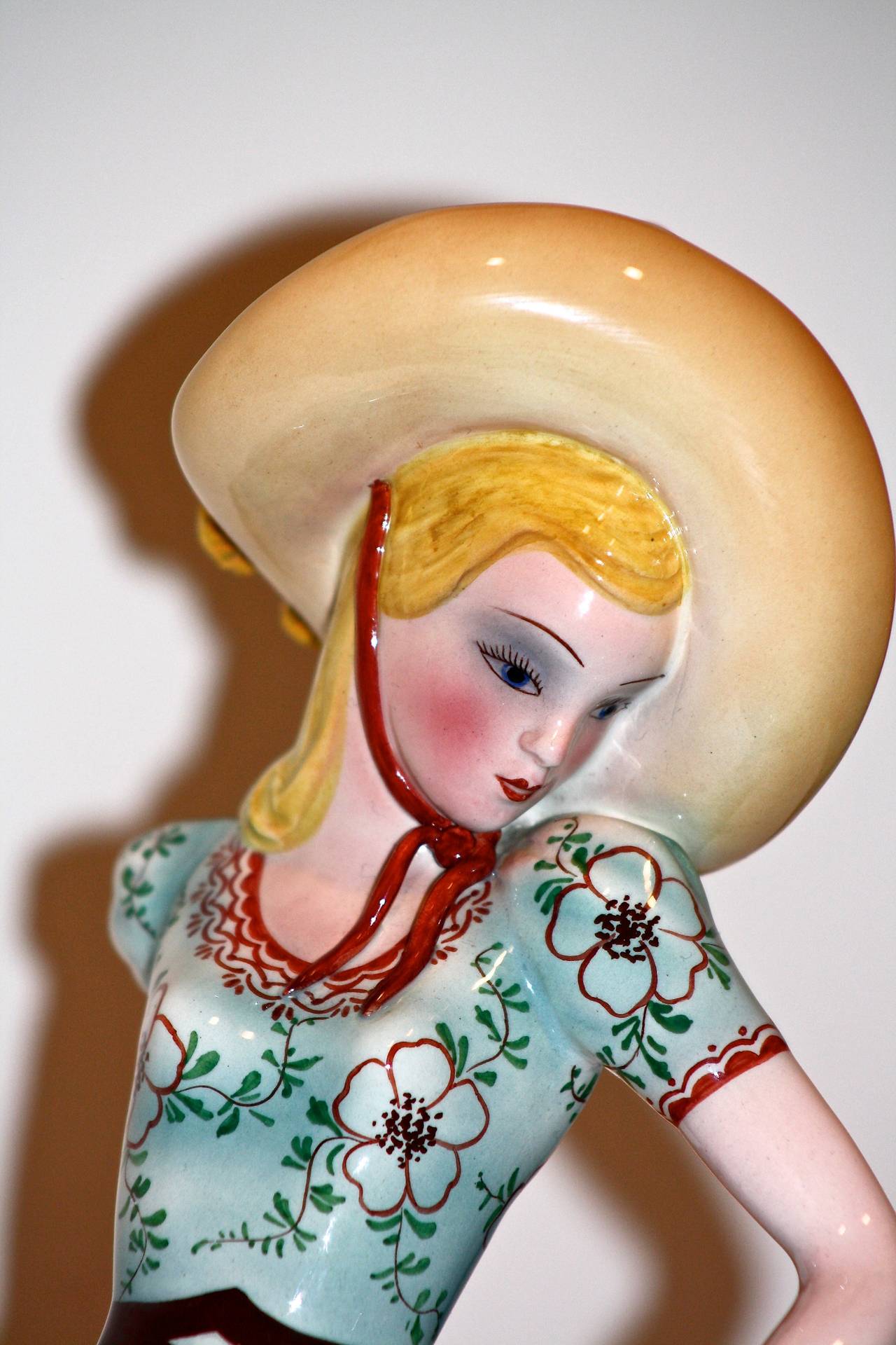 20th Century Original Italian Art Deco Figure Lenci Style For Sale