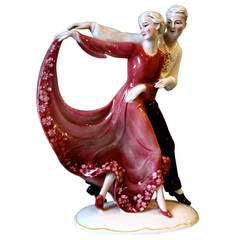Original German Art Deco Figure by Dakon for Hertwig/Katzhutte