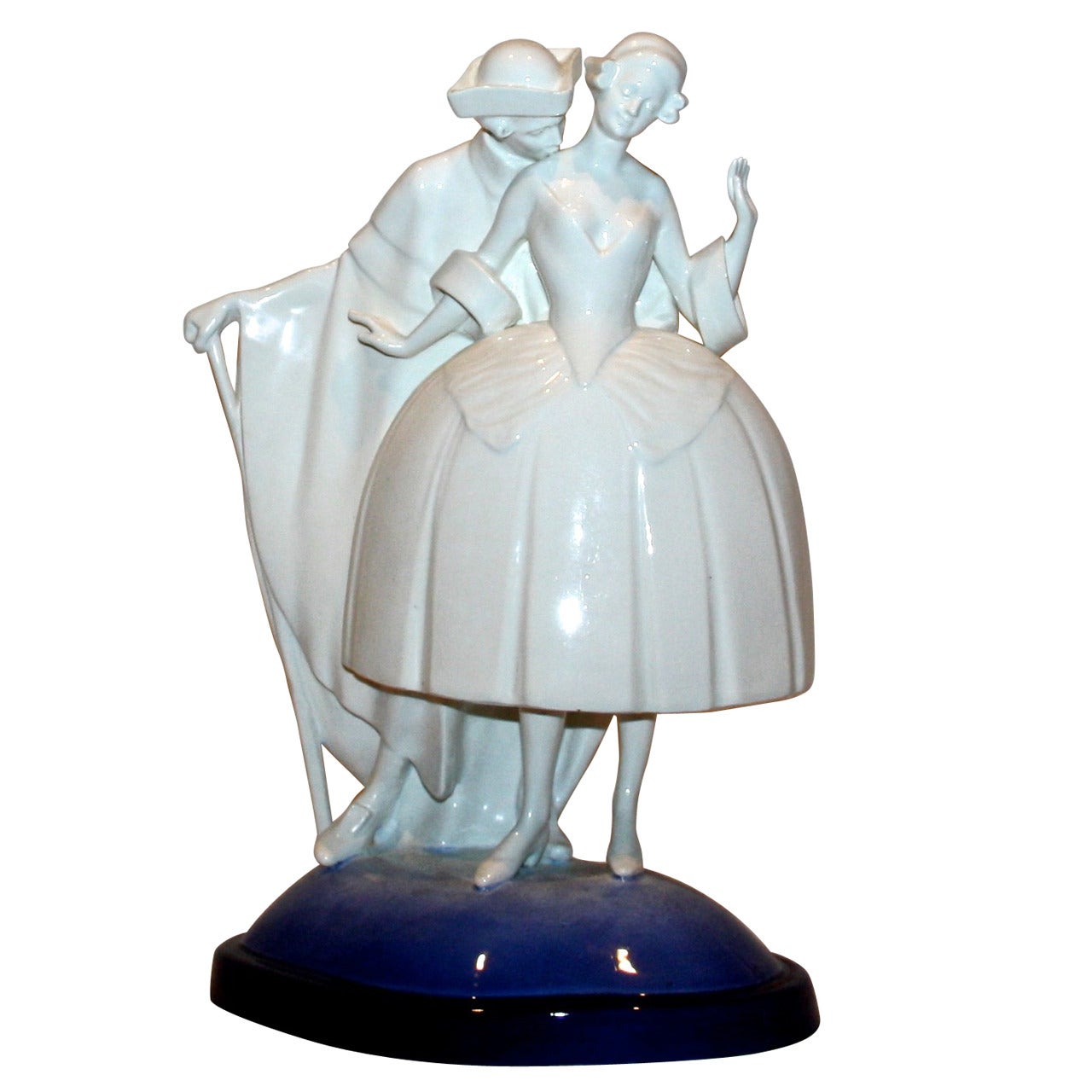 "The Lovers" Rare Goldscheider Figure by J. Kostial, circa 1920, Austria For Sale