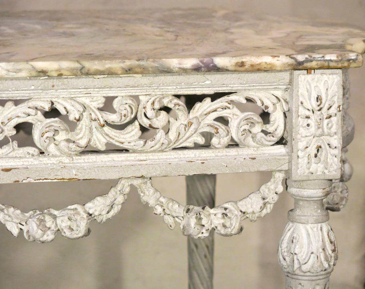 19th Century Louis XVI Oak and Marble Table In Good Condition In New Orleans, LA