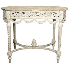 19th Century Louis XVI Oak and Marble Table