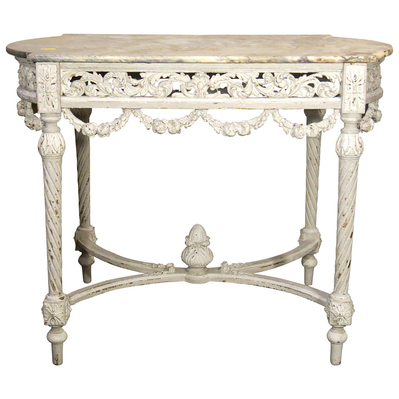 19th Century Louis XVI Oak and Marble Table