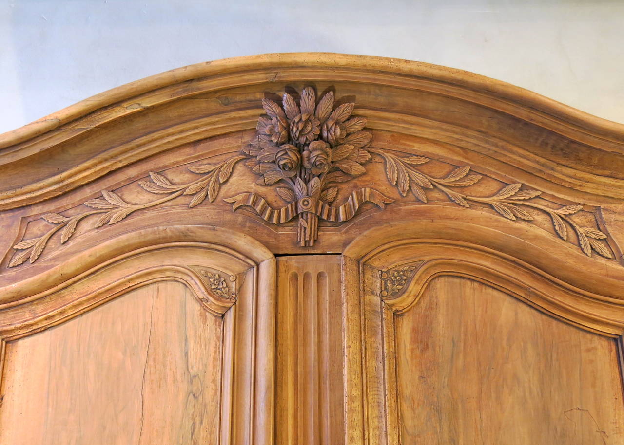 Carved 18th Century Period Regence, Louis XV Grand Walnut Armoire For Sale