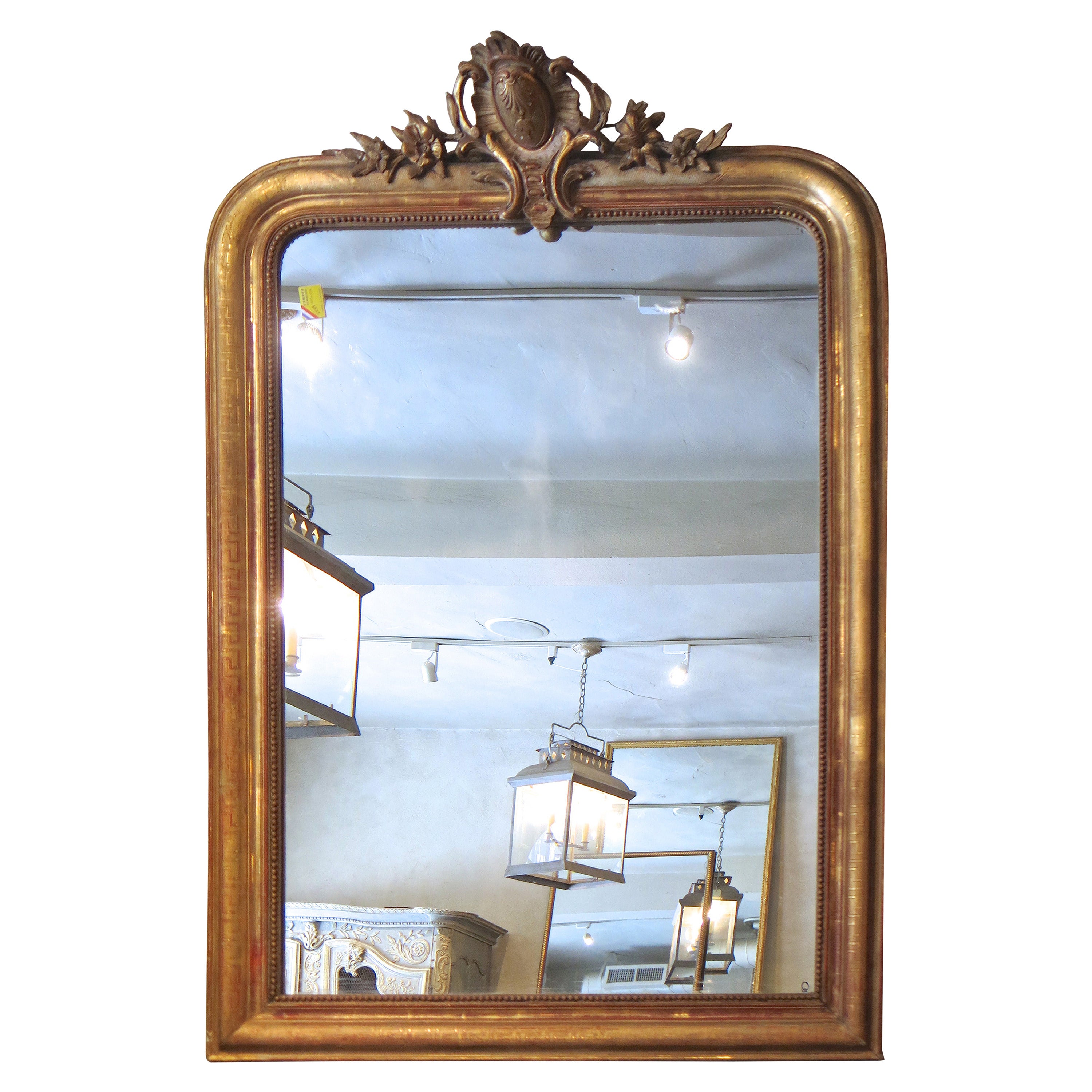 19th Century Gilded Louis XV Mirror with Cartouche