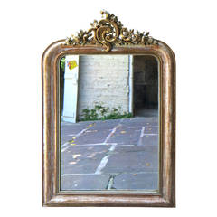 18th Century Louis XV Silver Leaf and Gilt Mirror with Cartouche