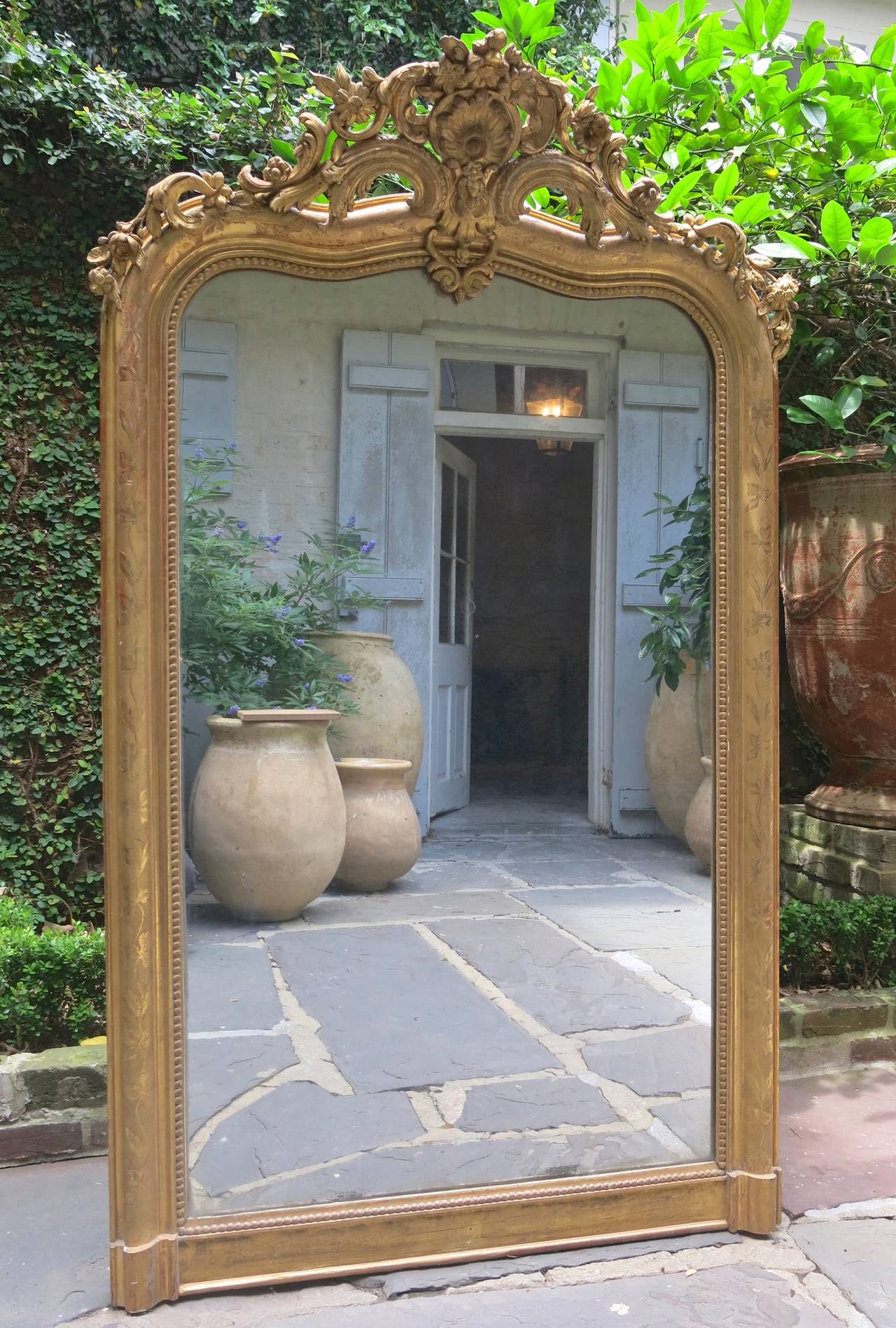 18th Century Louis XV Gilded Mirror with Cartouche