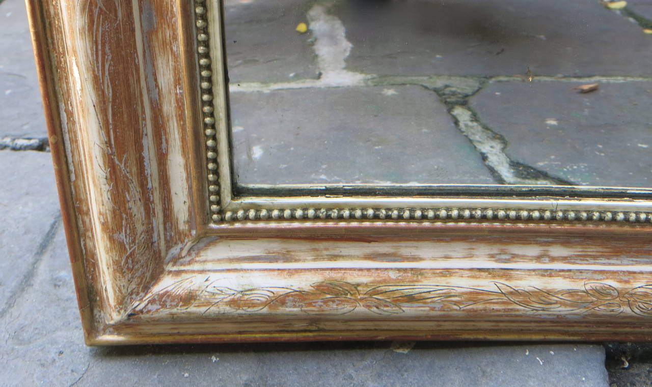 Carved 18th Century Louis XV Silver Leaf and Gilt Mirror with Cartouche