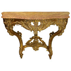 19th Century Louis XV Gilt Console with Marble Top