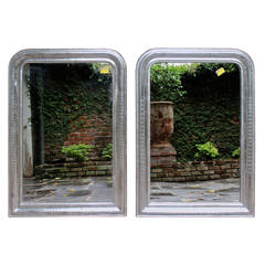 Pair of 19th Century Louis Philippe Silver Leaf Mirrors