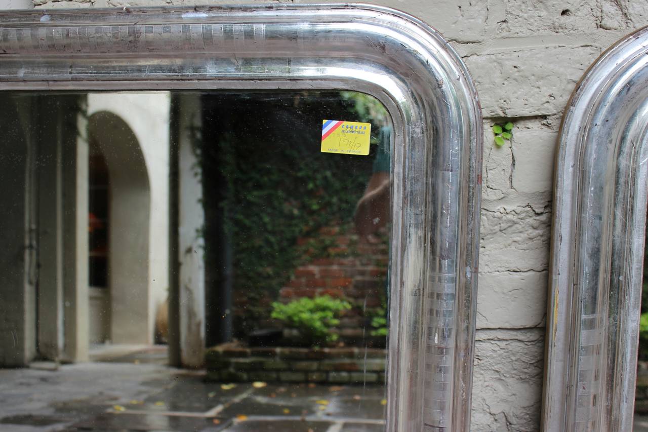 Pair of 19th Century Louis Philippe Silver Leaf Mirrors