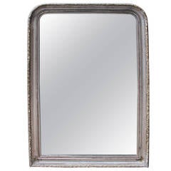 19th Century Louis Philippe Silver Leaf Mirror with Leaf Relief