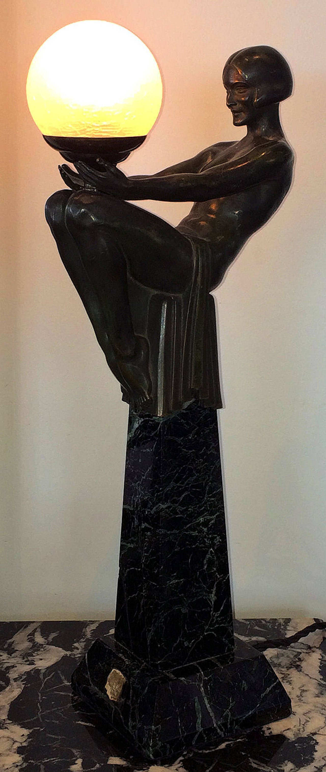 French Max Le Verrier Bronze Enigme Lamp 1