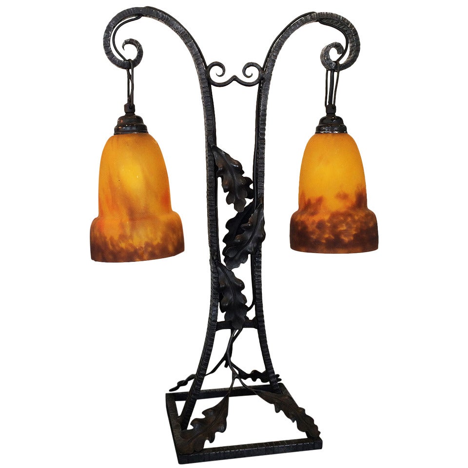 French Art Deco Table Lamp by Croismaire for Muller Frères