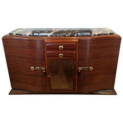 Art Deco French Rosewood and Marble Sideboard or Buffet
