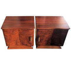 Pair of Art Deco French Walnut Bedside Tables