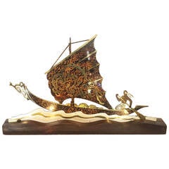 Ship Art Déco Dinanderie Viking de Lucien Gerfaux