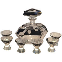 Art Deco Decanter Set with Six Glasses by Karl Palda