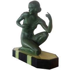 Huge Bronze Figure Statue of a Kneeling Nude by Scolisse