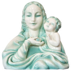 Art Deco Austrian Goldscheider Mother and Child Madonna