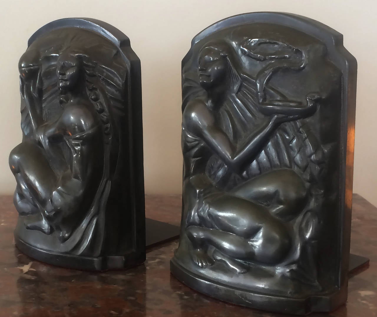 American Art Deco Bronze Pieces from the Farmers Trust Building New York as Bookends