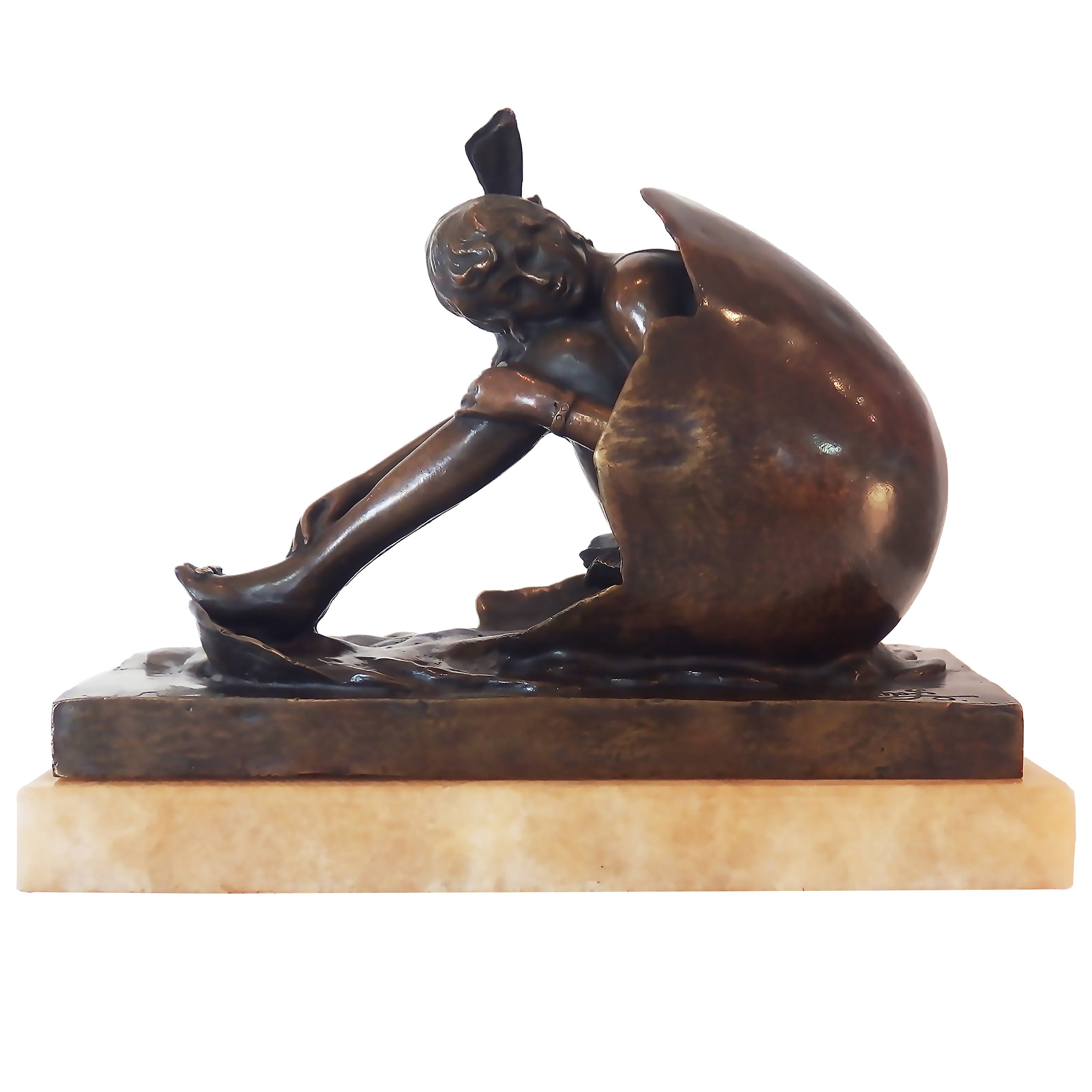 Art Deco Bronze of a Girl Emerging from an Egg "Cholesterol" by Bruno Zach