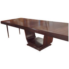 Huge Art Deco Walnut Dining Table with Three Extensions