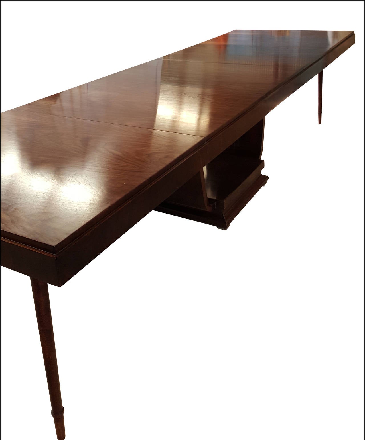 Huge Art Deco Walnut Dining Table with Three Extensions at 1stDibs