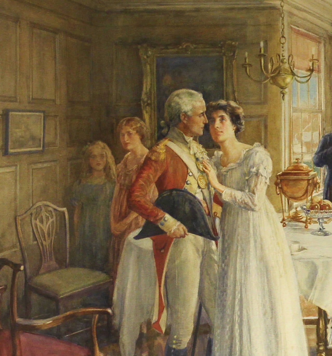 English J. Shaw-Crompton 'The Farewell' Large Watercolor Painting, circa 1890 For Sale