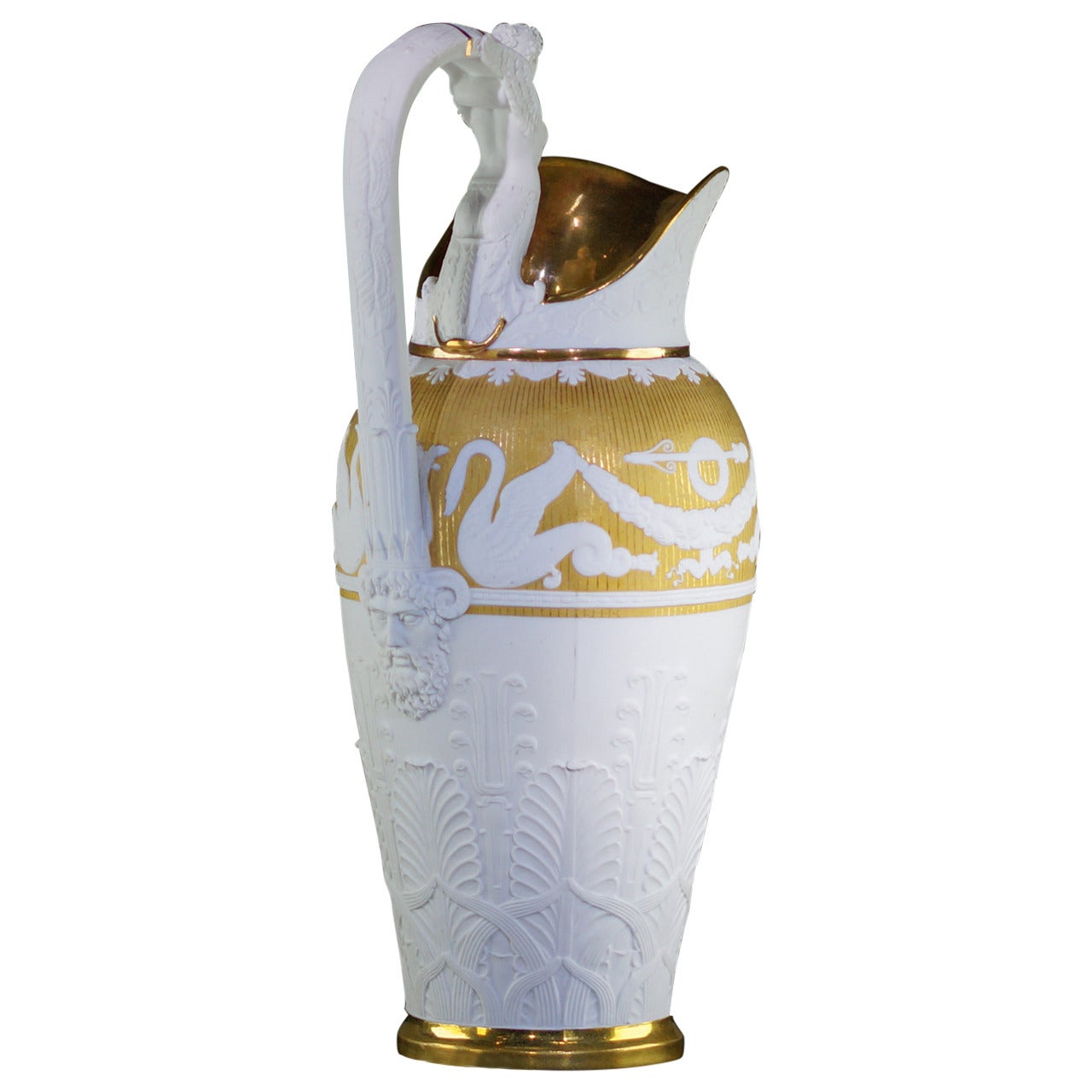 Dagoty Empire Biscuit Porcelain Ewer with a Nymph Handle, circa 1805