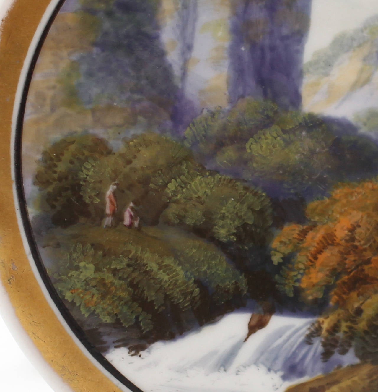 Romantic Rockingham Snuff Box, Landscapes Attributed to William Willis Bailey, circa 1835 For Sale