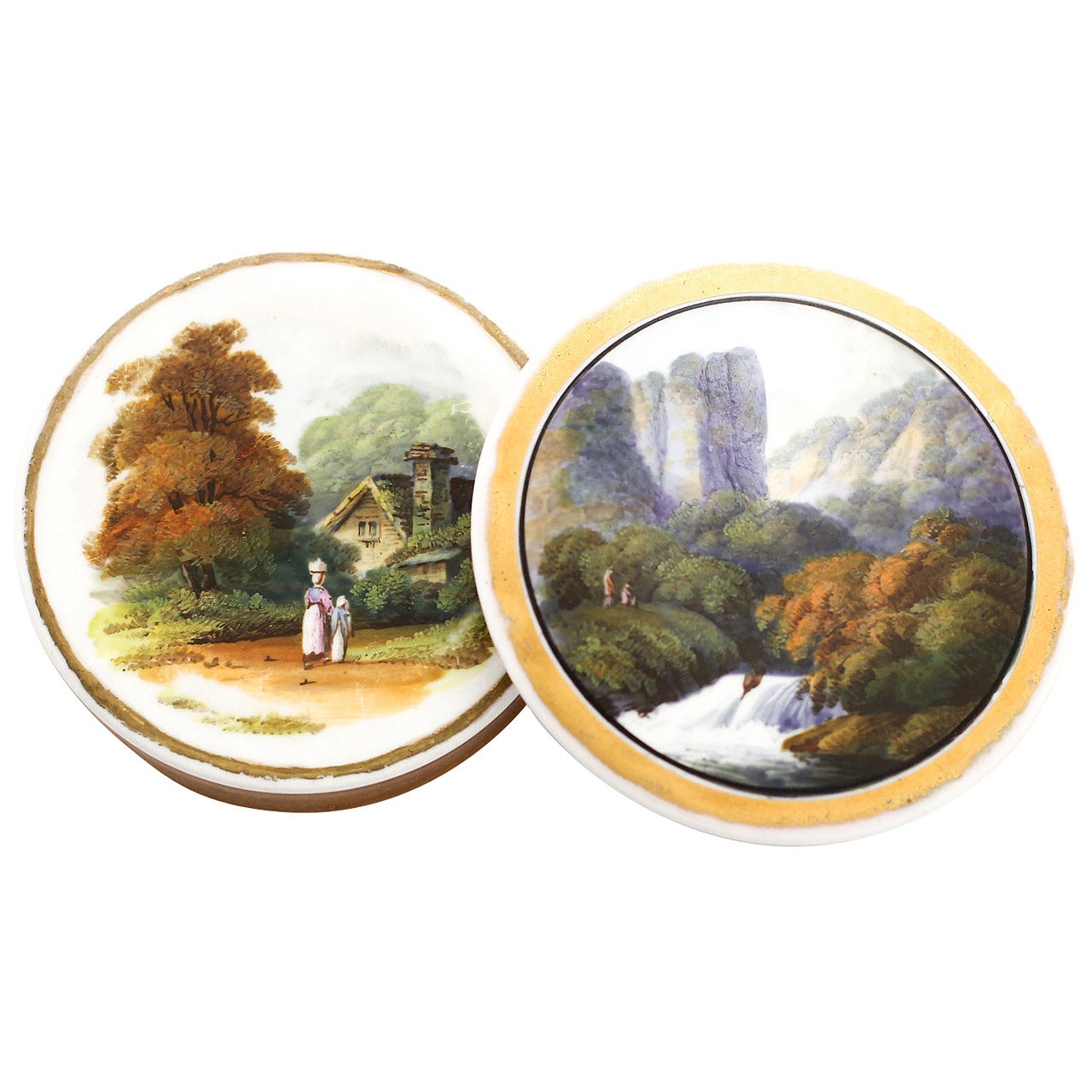 Rockingham Snuff Box, Landscapes Attributed to William Willis Bailey, circa 1835 For Sale