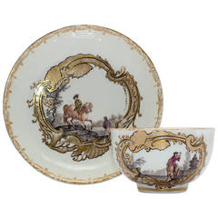 Meissen Tea Bowl and Saucer, Equestrian Scene, circa 1745 1