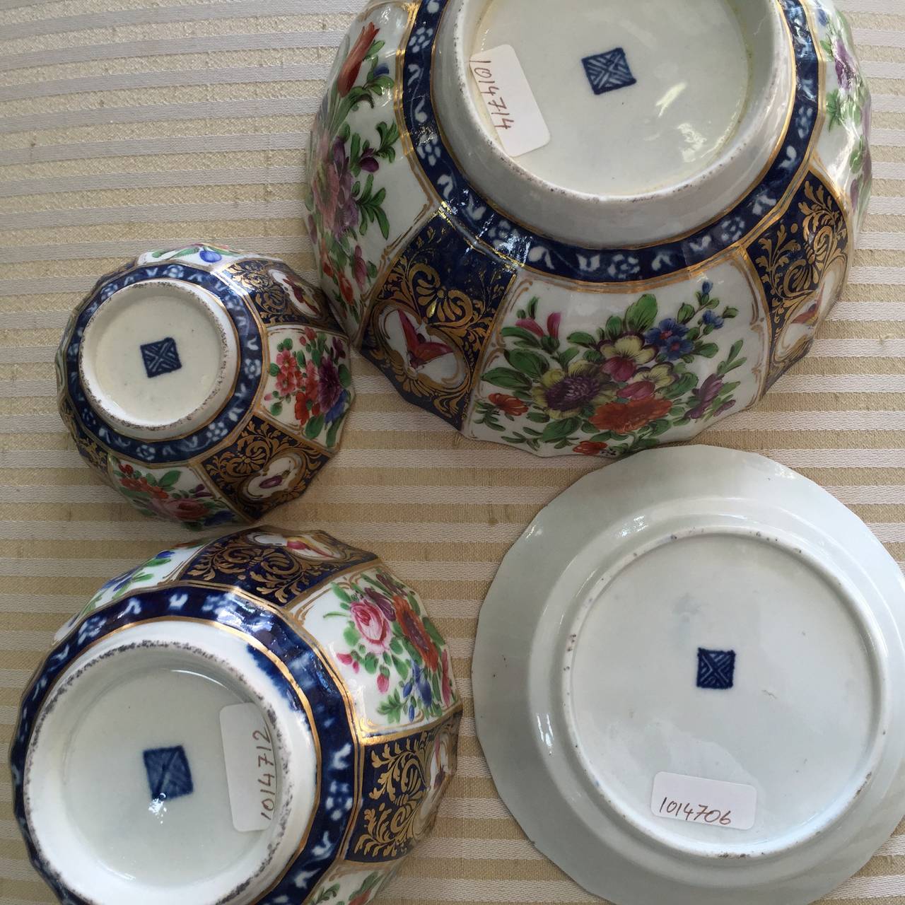 English Worcester Tea Service, Later Decorated in Giles Style Pattern, 1775 and Later