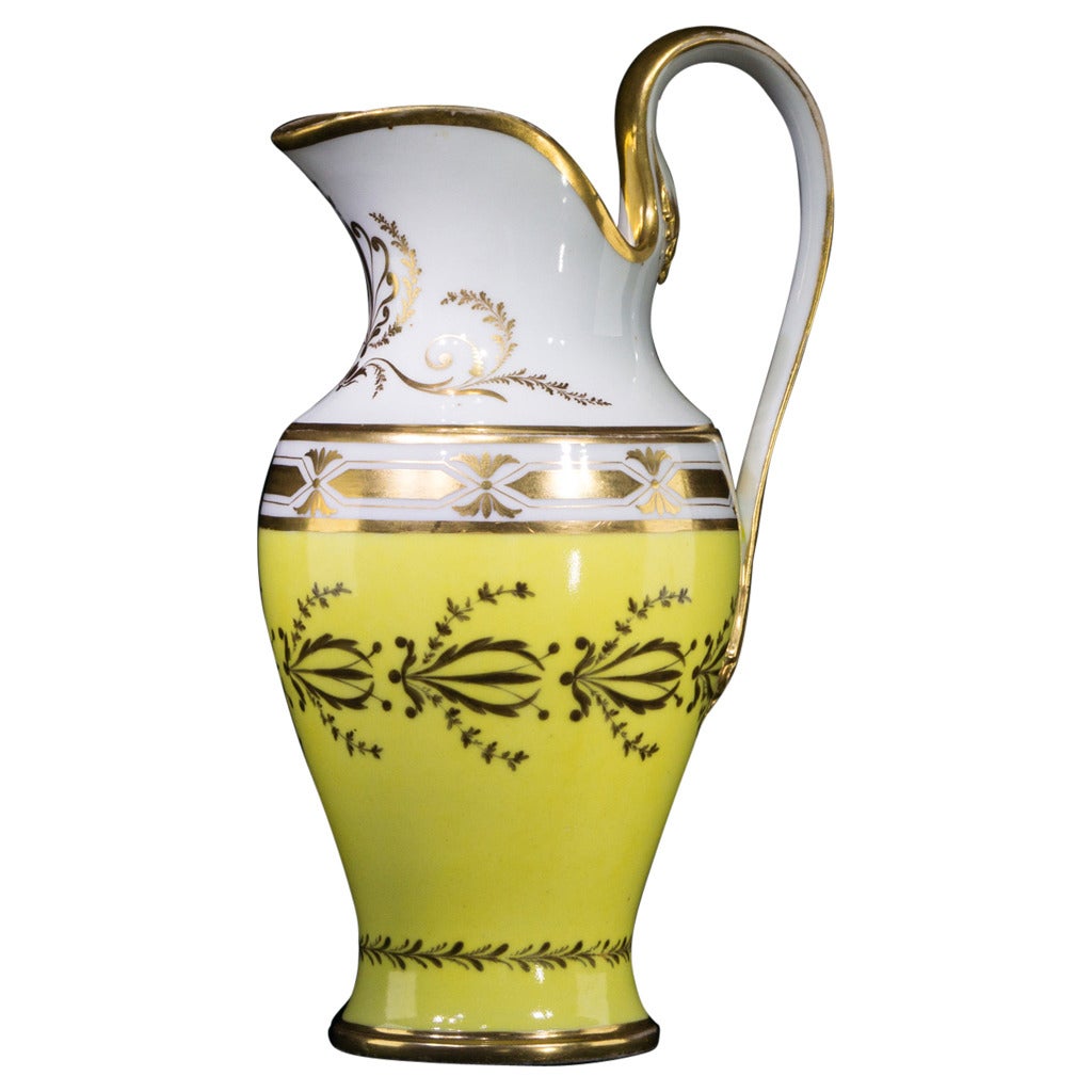 La Courtille Neoclassical Jug, Yellow Ground, ex Gardiner Collection, circa 1785 For Sale